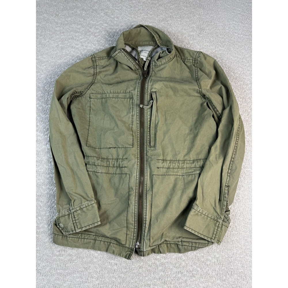 Madewell Jacket Womens Small Green Cotton Twill Military Utility Zip‎ Pockets